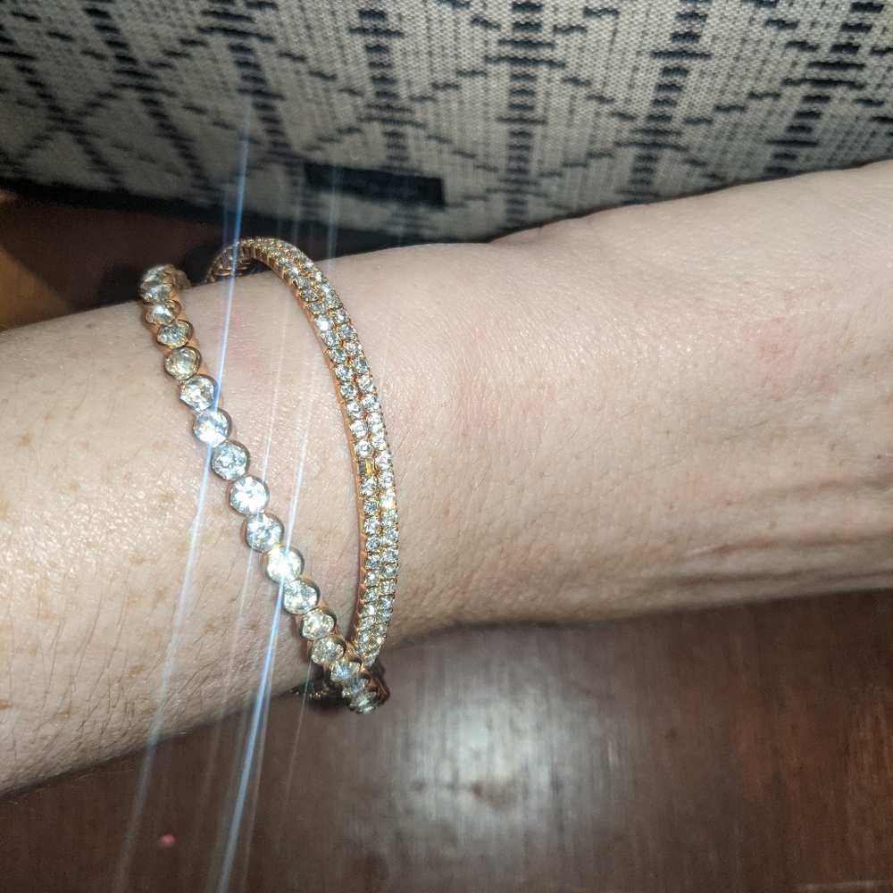 Gold Rhinestone Bangle - Picture 3 of 4